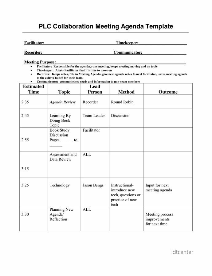 collaboration meeting agenda template