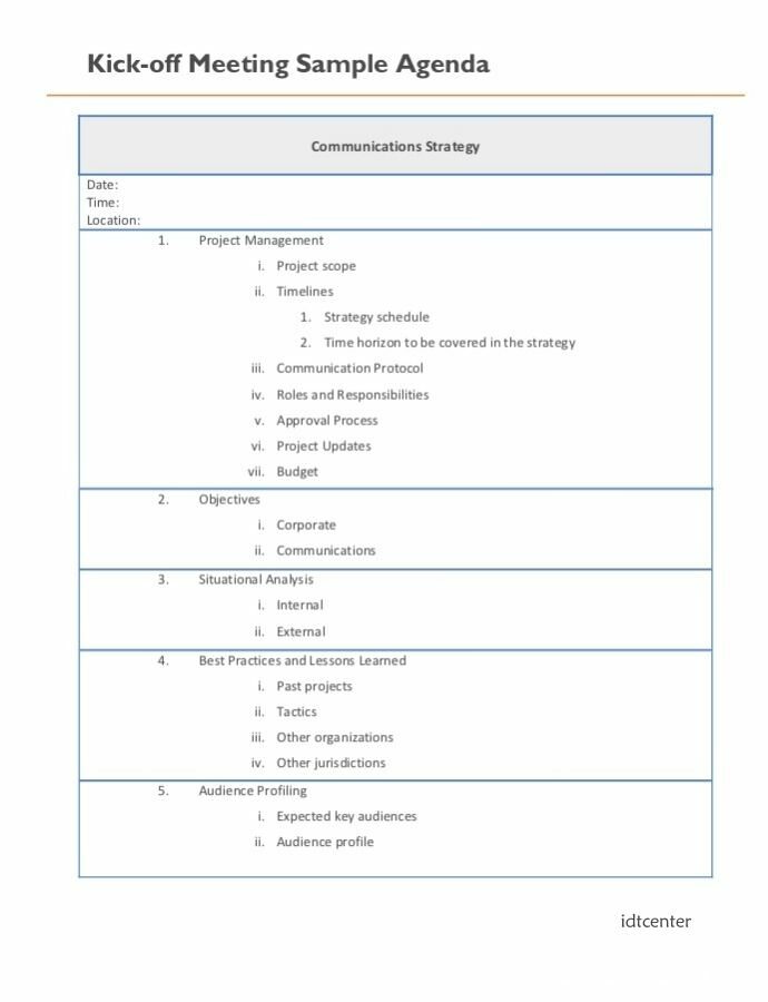 digital project management kick off meeting agenda