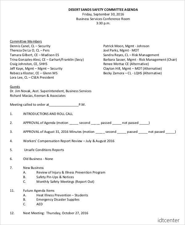 it security steering committee meeting agenda