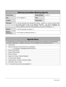 it steering committee agenda template