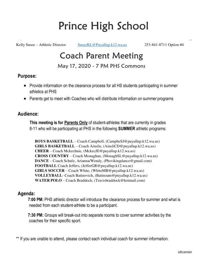Coach Parent Meeting Agenda