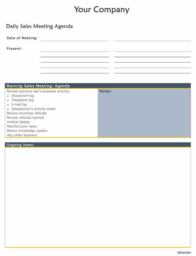 Daily Internal Sales Meeting Agenda Template