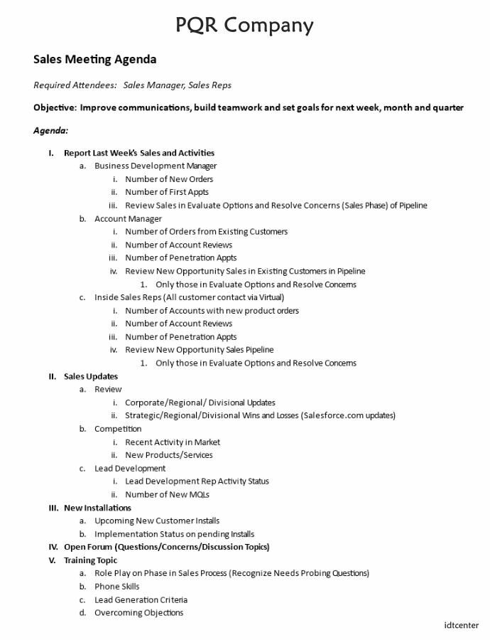 Sales Meeting Agenda Template