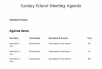 Simple Sunday School Meeting Agenda Template