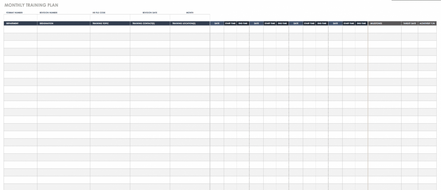 Printable Free Training Plan Templates For Business Use Smartsheet New ...