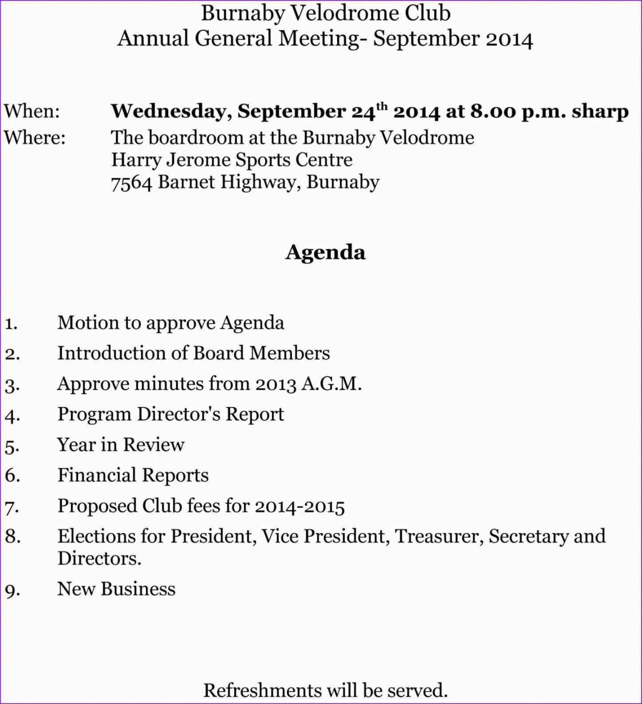 editable 34 the best club agm agenda template for ms word with club restaurant staff meeting agenda template excel