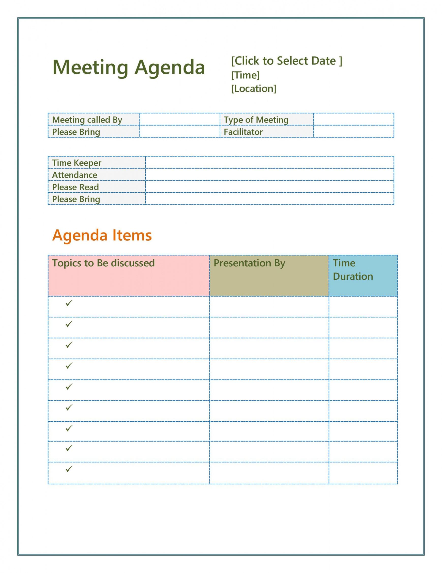 student council meeting agenda template