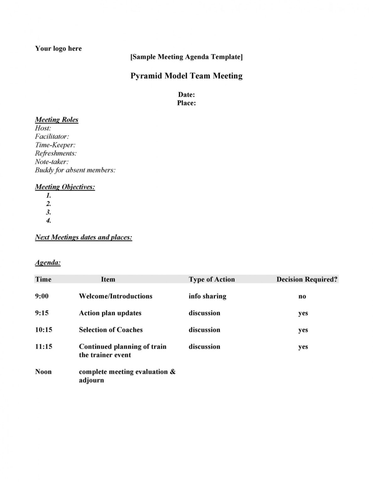 Editable 46 Effective Meeting Agenda Templates Templatelab Template 