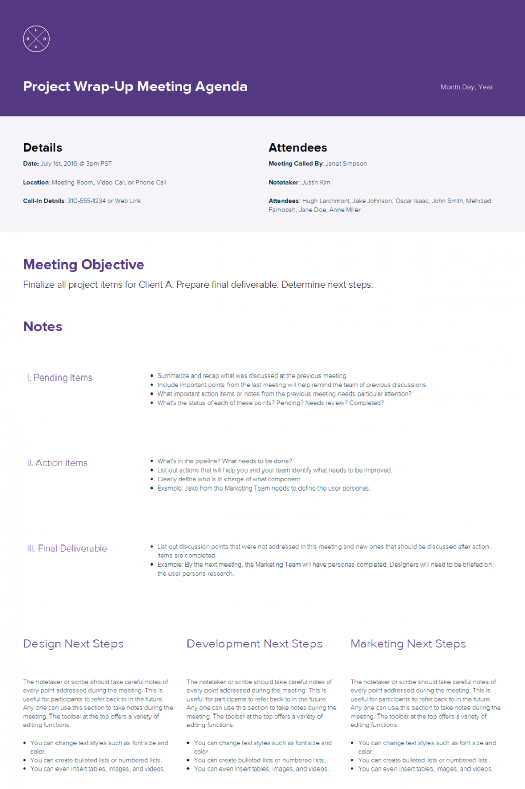 How To Create An Agenda In Excel