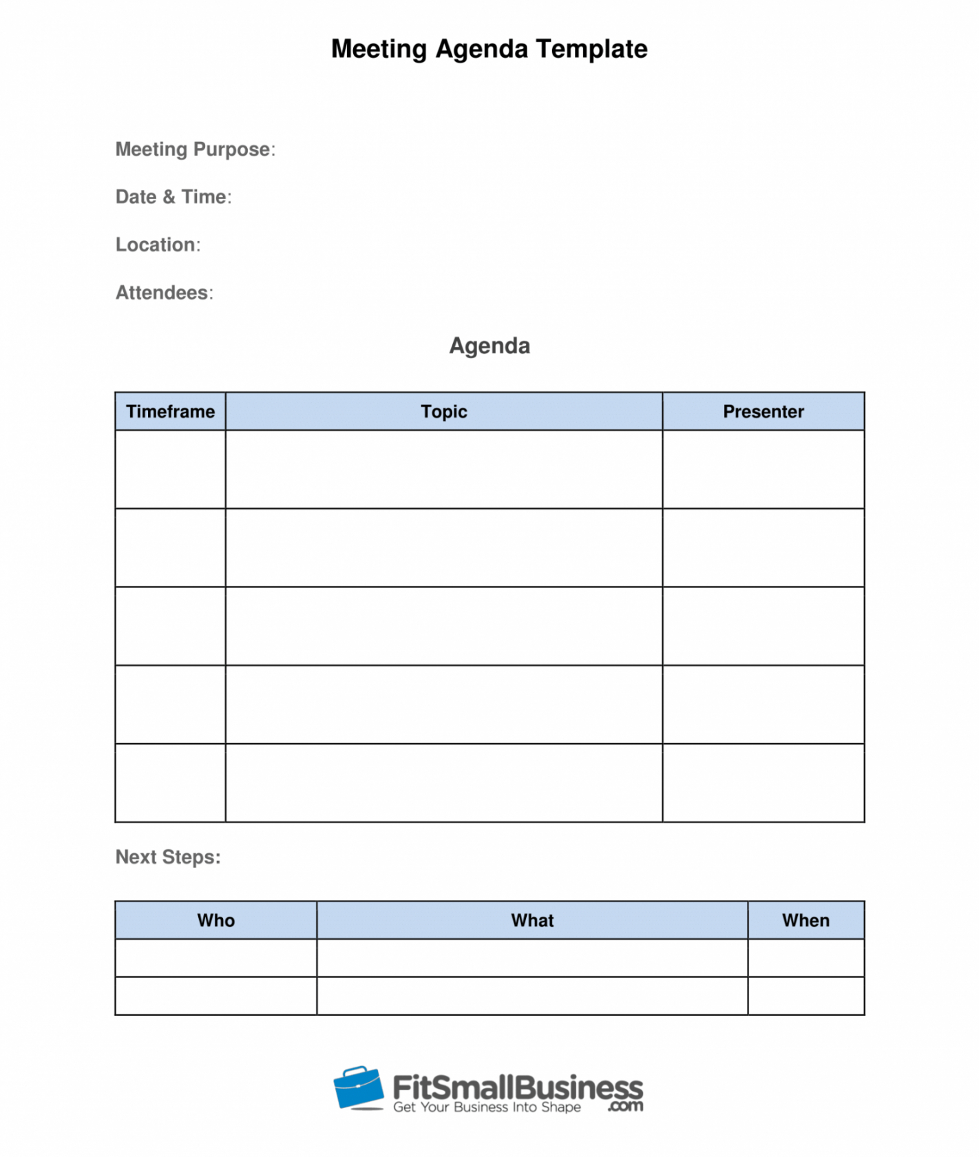 editable printable how to run effective meetings in 10 steps [ free word agenda template free download pdf