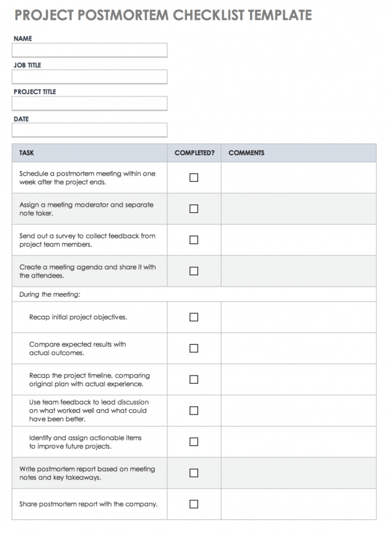 Free Free Project Postmortem Templates Smartsheet Post Mortem Meeting ...