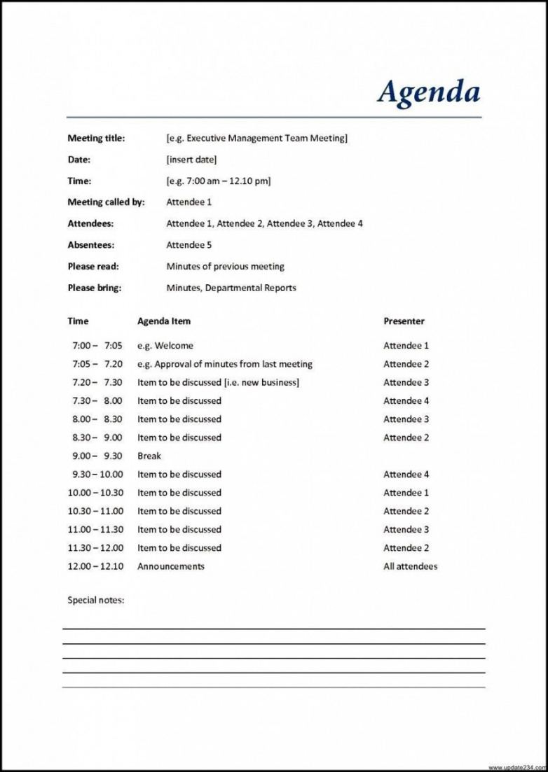 Agendas For Meetings Templates Free