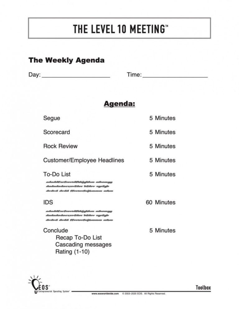 Level 10 Meeting Agenda Template Booster Club Meeting Agenda Template