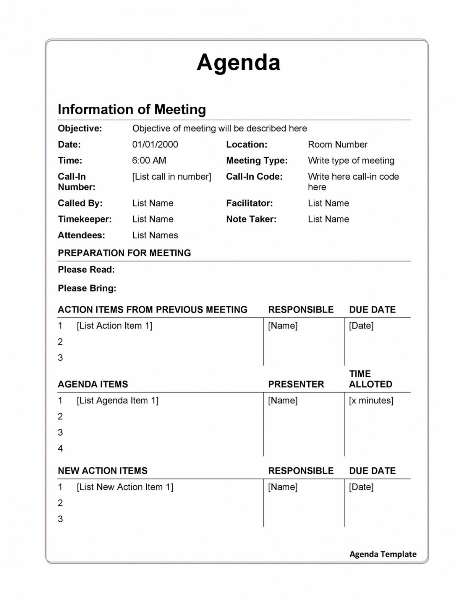 Printable Agenda Template With Attendees Meeting Agenda Sample Template ...