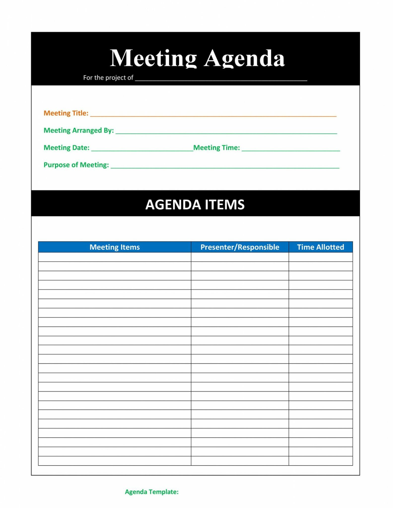 agenda pages template