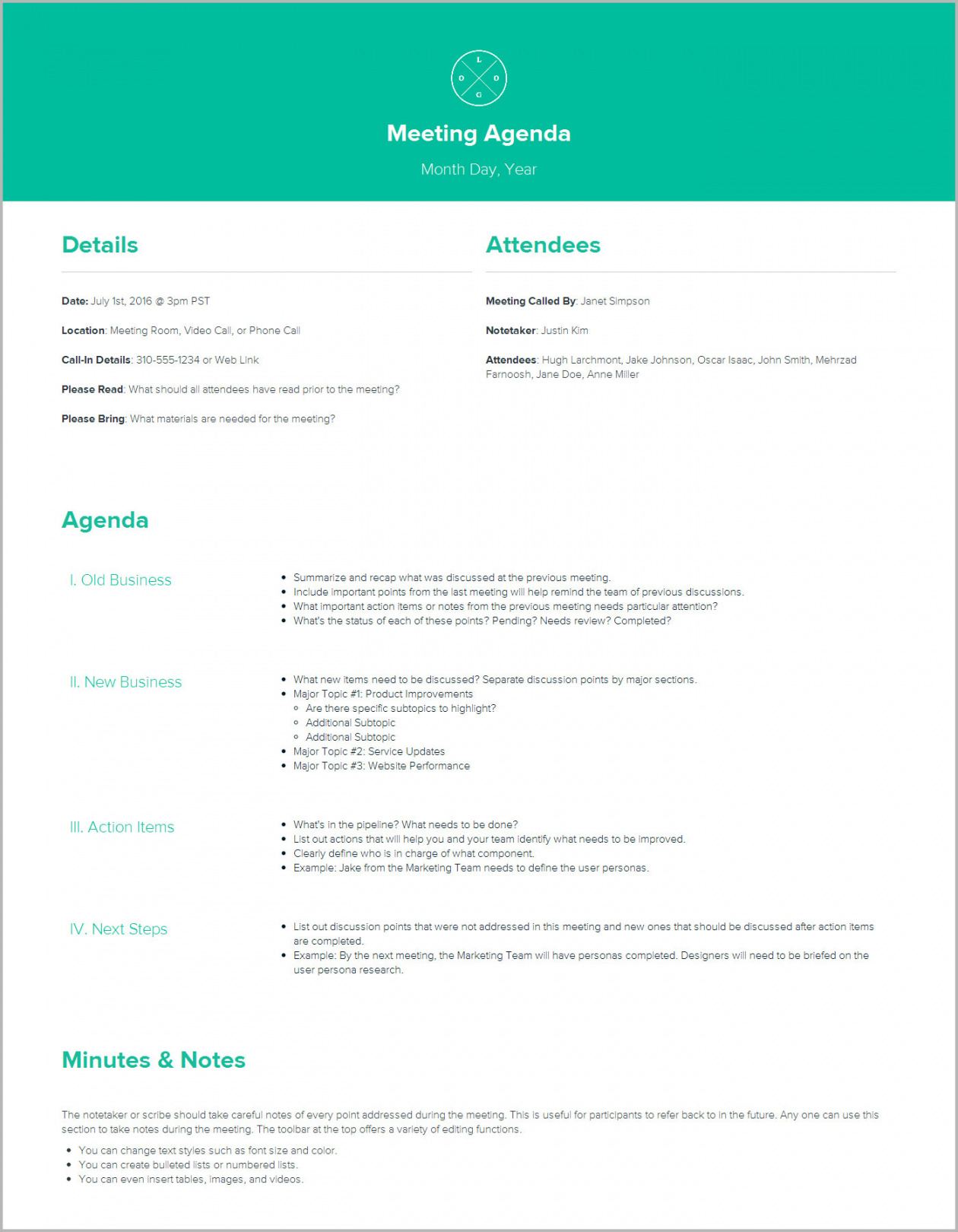 sample how to create a meeting agenda  xtensio how to create an agenda template word