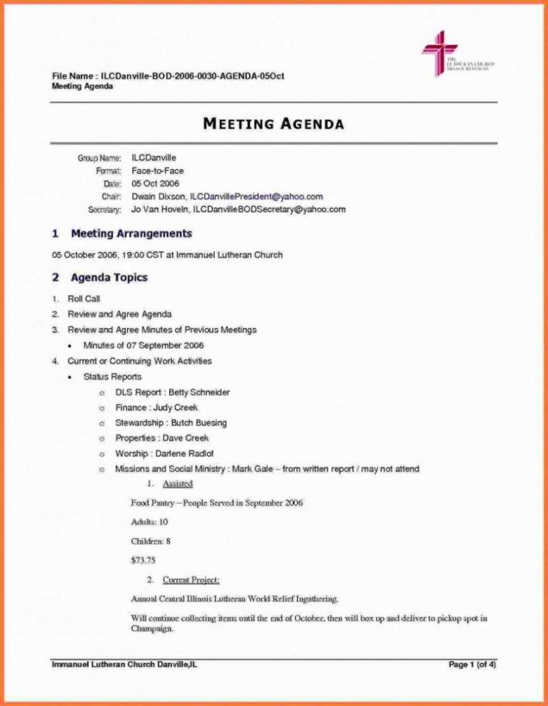 meeting agenda template word