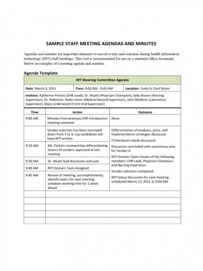 weekly staff meeting agenda template