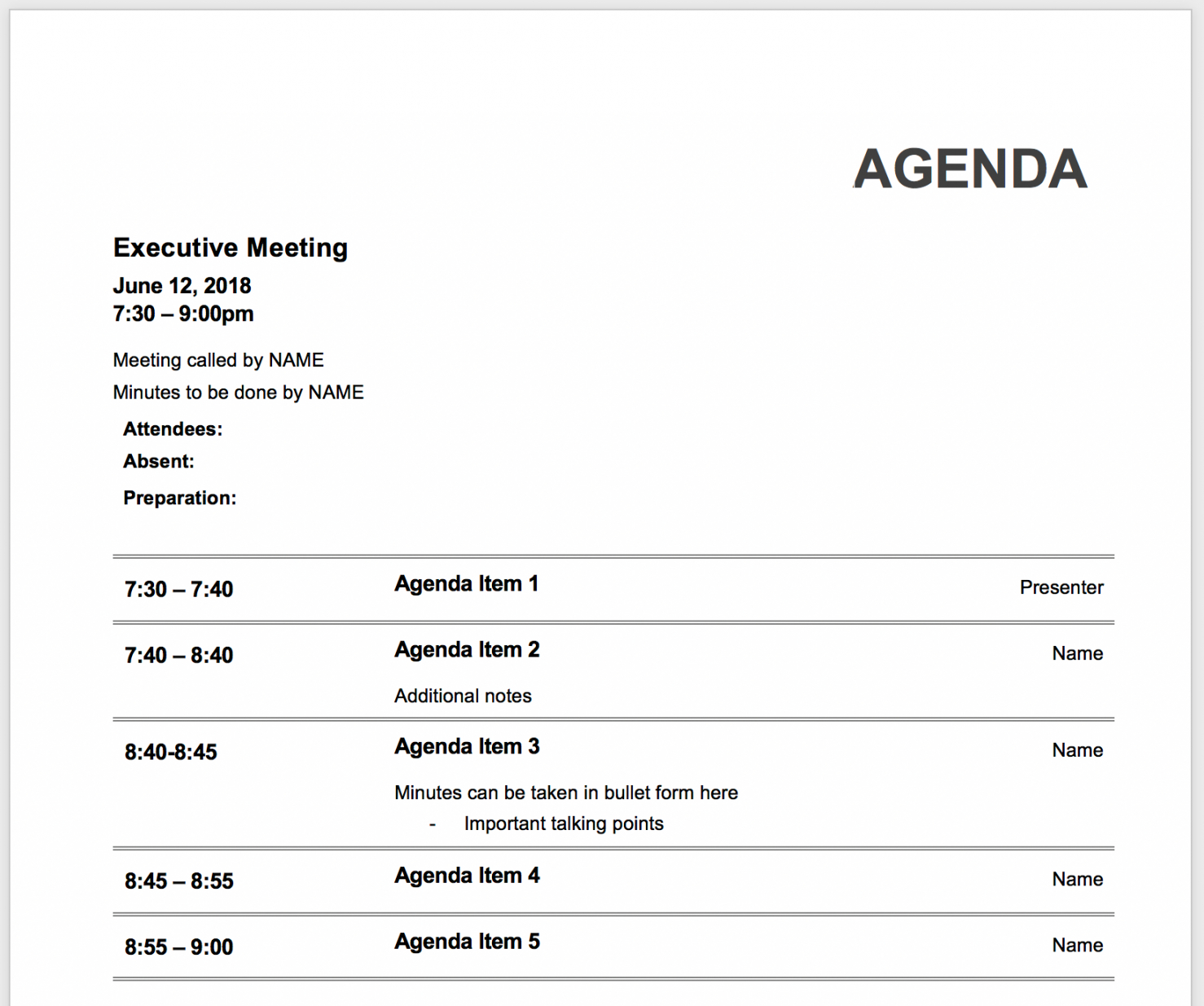 the dos and don'ts of meeting minute templates  knowtworthy agenda and meeting minutes template doc