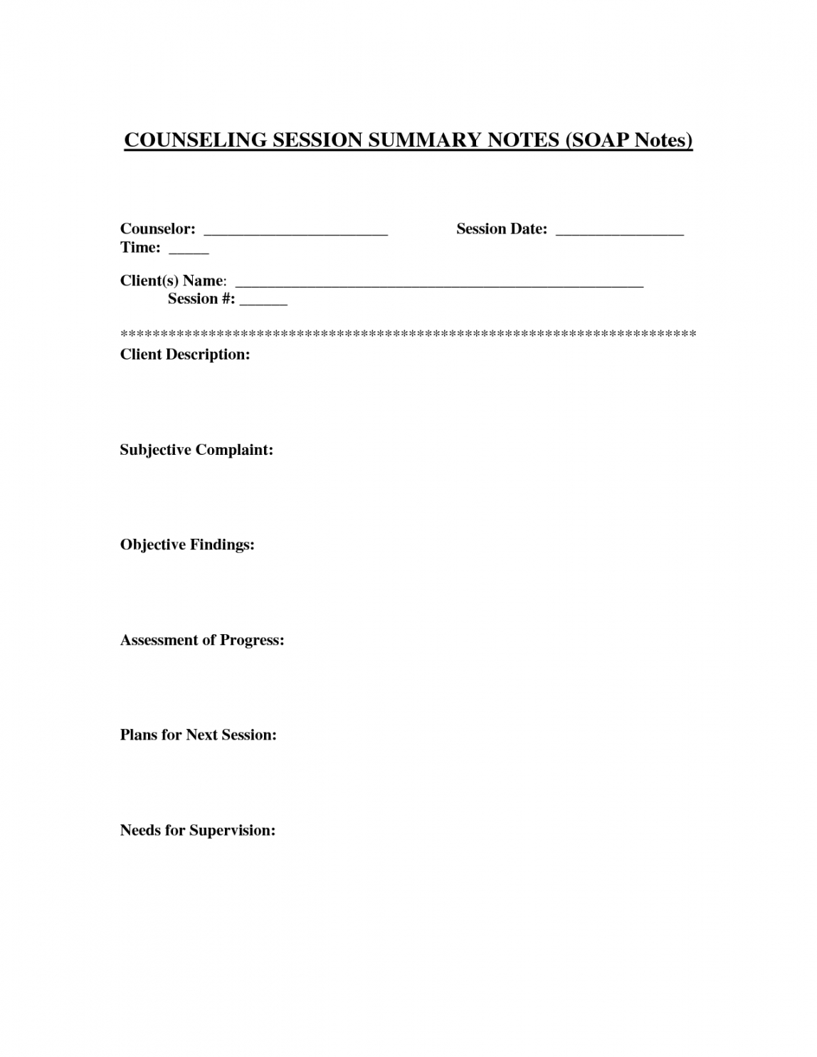 7 best printable counseling soap note templates  printablee therapist progress note template