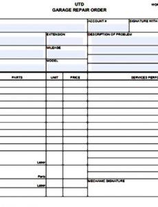 Garage Estimate Template