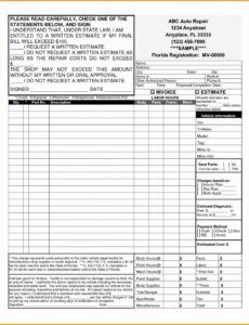 body shop estimate template ~ addictionary body shop estimate form template