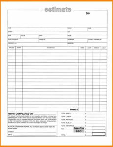 editable auto repair form template luxury auto body repair estimate body shop estimate form template