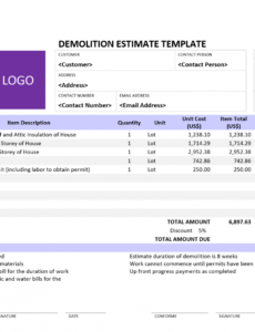 editable download demolition estimate template in 2020  estimate demolition estimate template sample