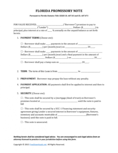 editable download florida promissory note form  pdf  rtf  word florida promissory note template example