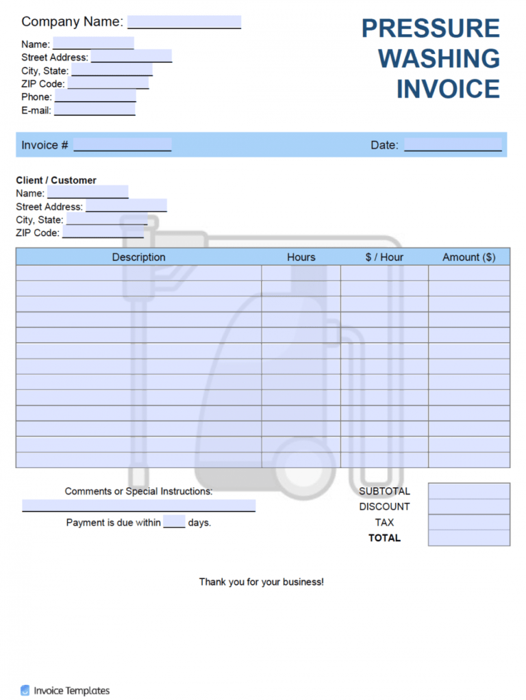 Editable Free Pressure Washing Invoice Template Pdf Word Excel Pressure