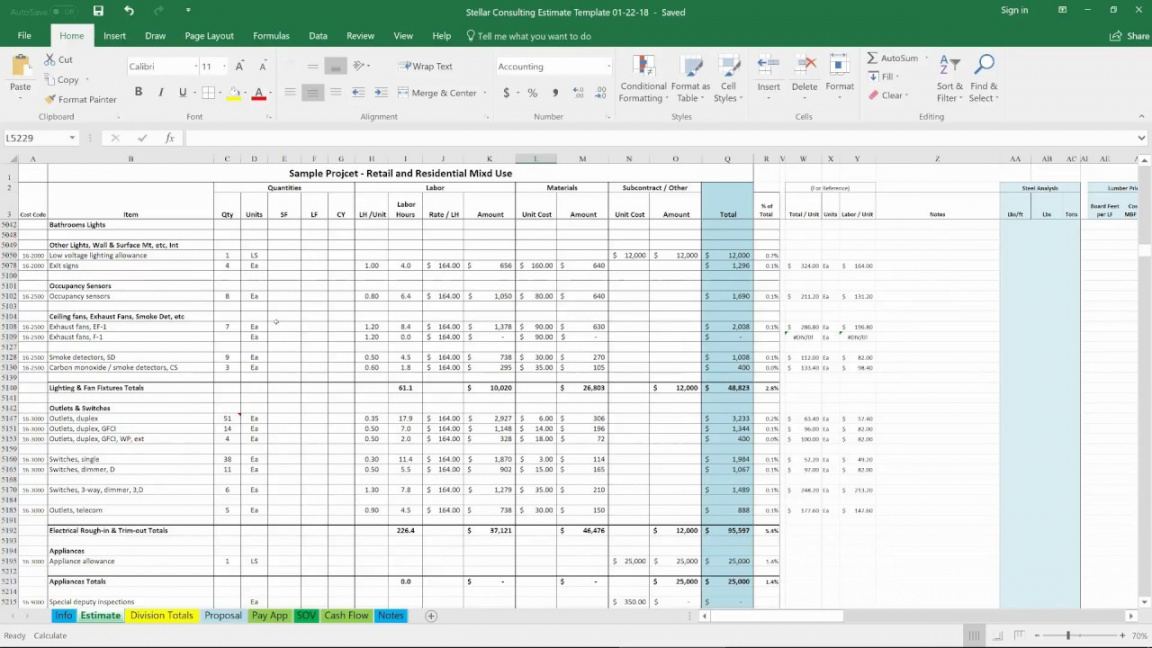 Editable Free Stellar Consulting Construction Estimate Template