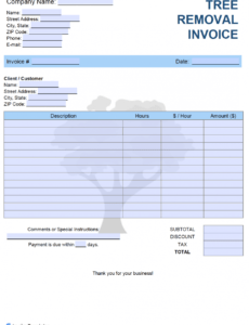 editable free tree removal service invoice template  pdf  word  excel tree trimming estimate template