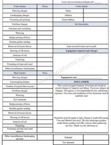 editable landscaping estimate sheet in 2020  business plan template tree trimming estimate template