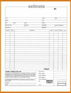 editable printable auto body repair estimate forms  template collision estimate template sample