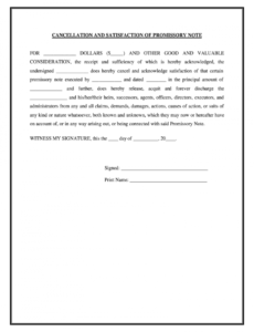 editable satisfaction and release form  fill online printable release of promissory note template excel