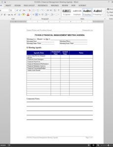 financial management meeting agenda template  fs10302 agenda with notes template