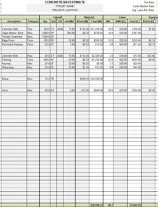 free concrete estimating template concrete estimate template doc