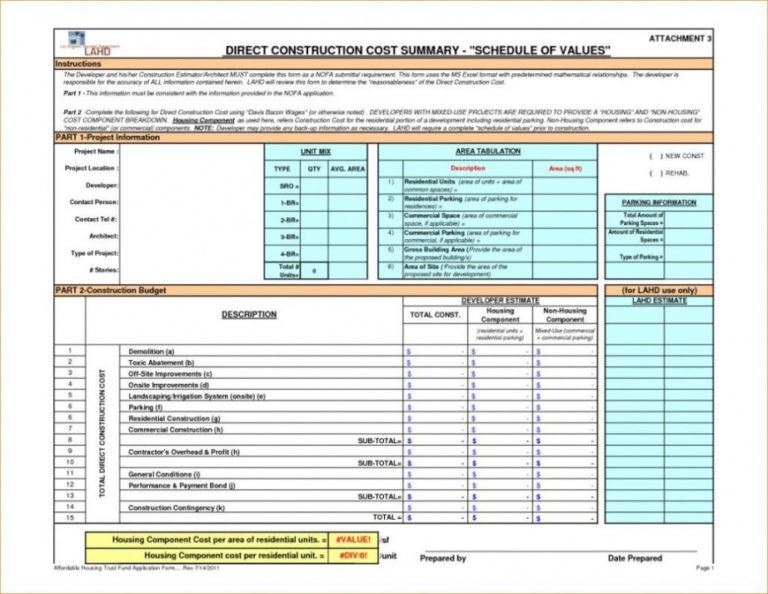 Free Construction Estimating Spreadsheet Template Xls Home Cost