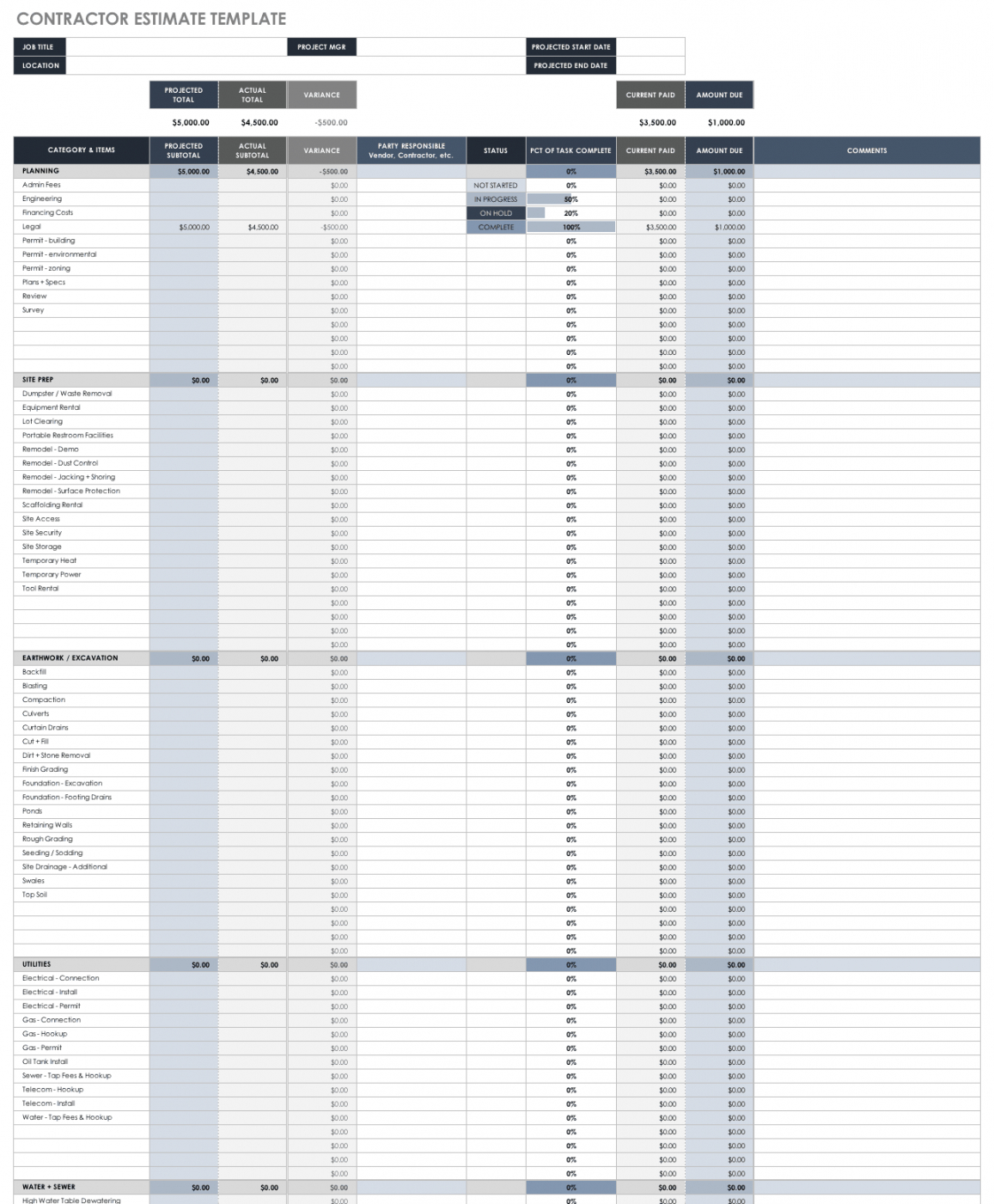 Home Improvement Estimate Template