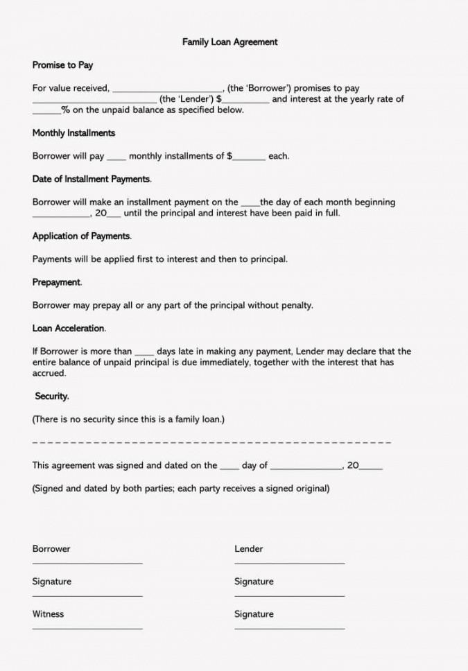 free free family loan agreement forms and templates wordpdf family promissory note template pdf
