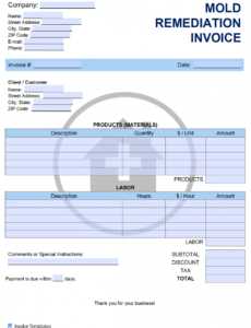 free free mold remediation invoice template  pdf  word  excel mold remediation estimate template word