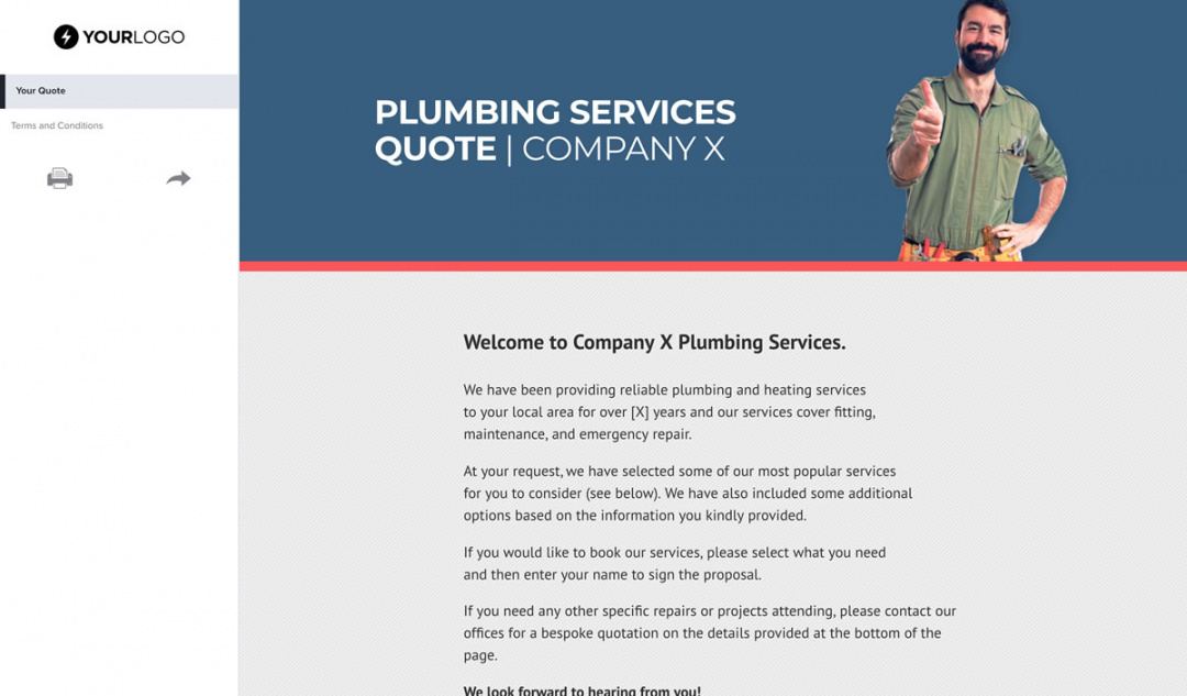 free free plumbing quote template  better proposals plumber estimate template