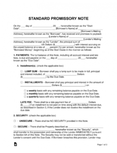 free free promissory note templates  pdf  word  eforms  free promissory note template for car loan