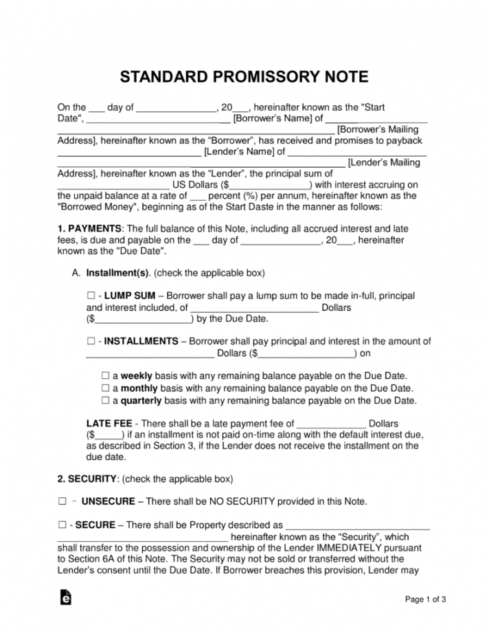 free free promissory note templates  pdf  word  eforms  free promissory note template for car loan