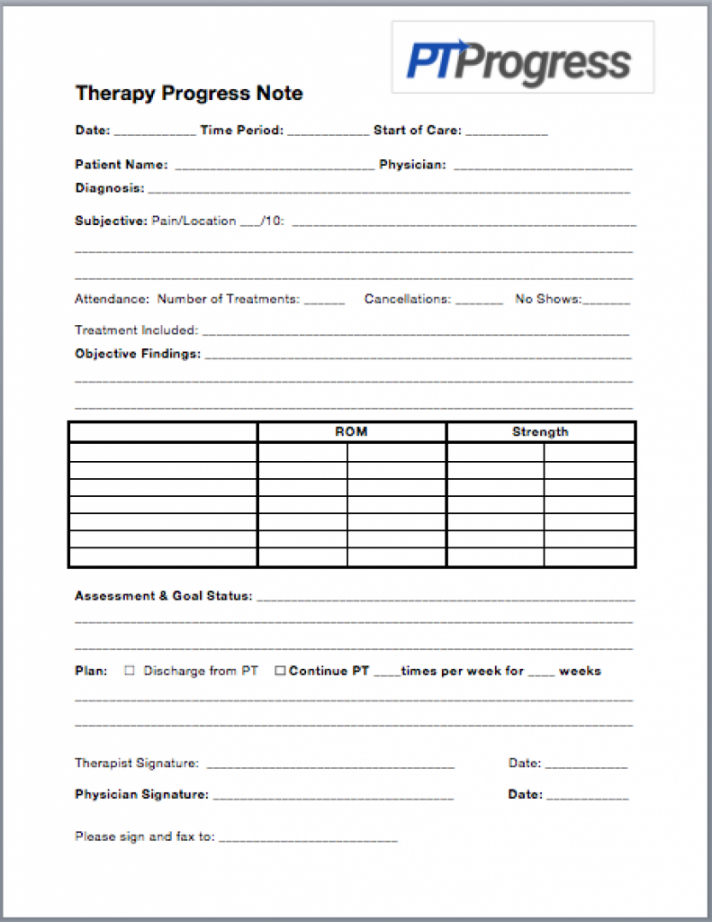 Pt Progress Note Template