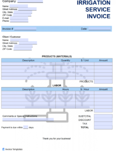 free irrigation service invoice template  pdf  word  excel irrigation estimate template word