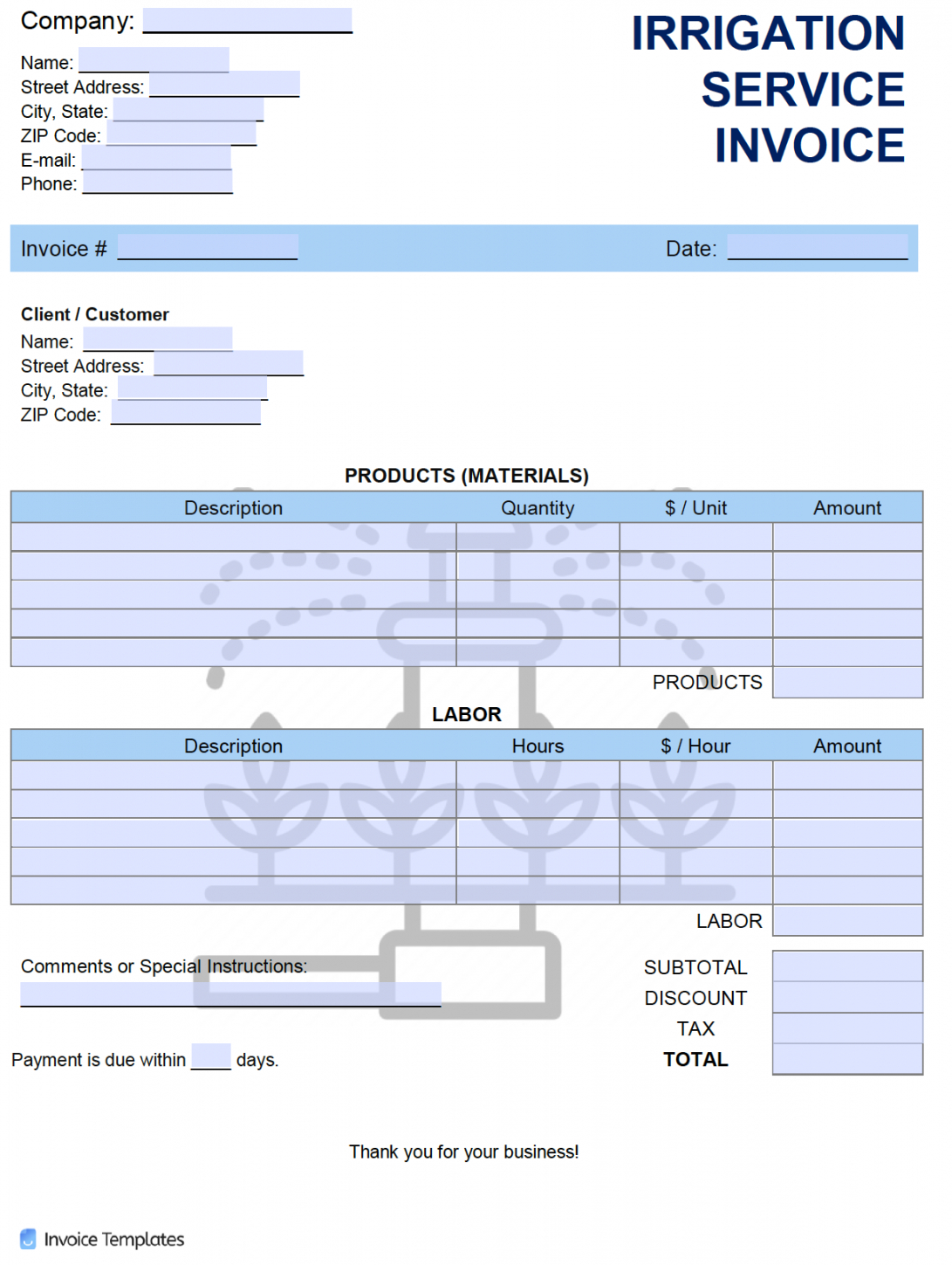 free irrigation service invoice template  pdf  word  excel irrigation estimate template word