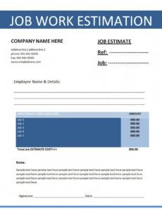 free job estimation template  free word templates  estimate proposal estimate template sample