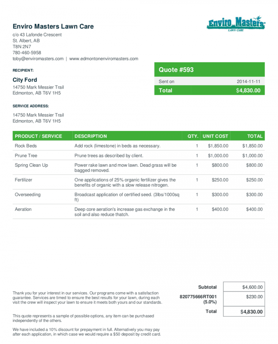free lawn care bid handbook [free quote template included] landscaping estimate template sample