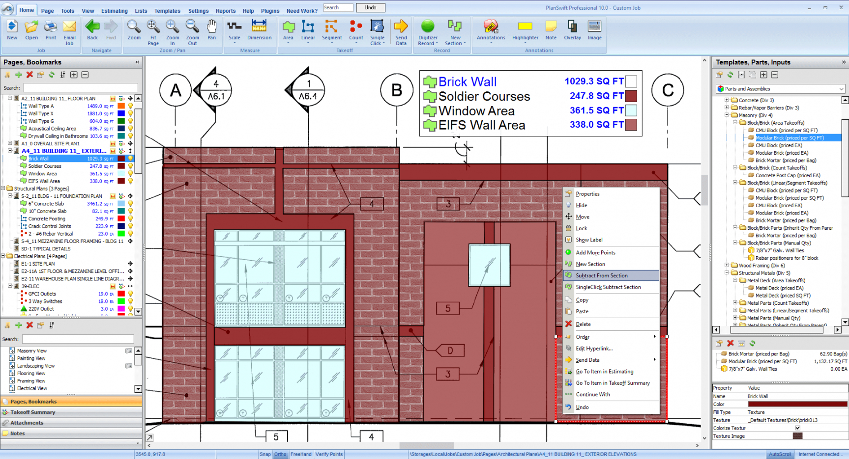 Free Masonry Estimating Software Planswift Masonry Estimate Template